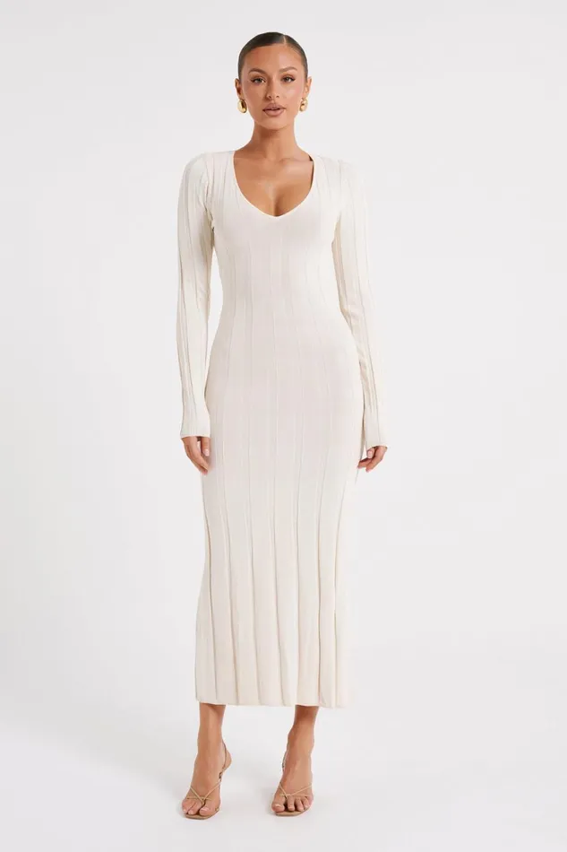 Meshki Maxi Dresses Ciara Ribbed Maxi Dress 8211 Ivory Ivory 8211 Women