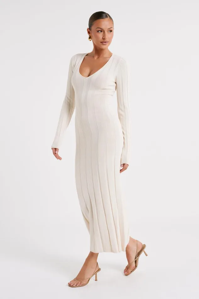Meshki Maxi Dresses Ciara Ribbed Maxi Dress 8211 Ivory Ivory 8211 Women
