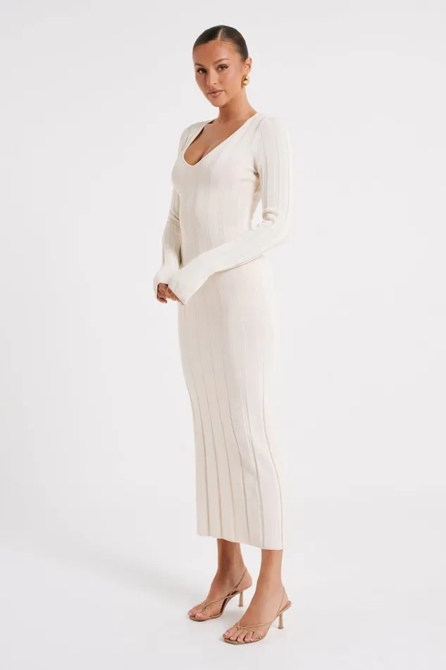 Meshki Maxi Dresses Ciara Ribbed Maxi Dress 8211 Ivory Ivory 8211 Women