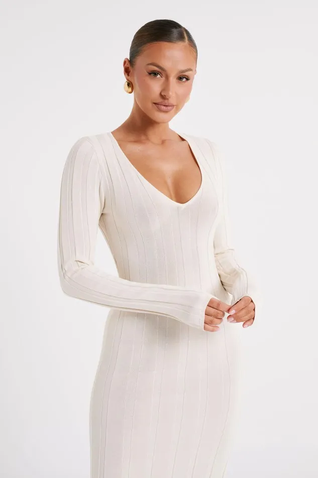 Meshki Maxi Dresses Ciara Ribbed Maxi Dress 8211 Ivory Ivory 8211 Women