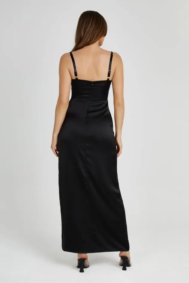Meshki Maxi Dresses Cleo Satin Dress 8211 Black Black 8211 Women