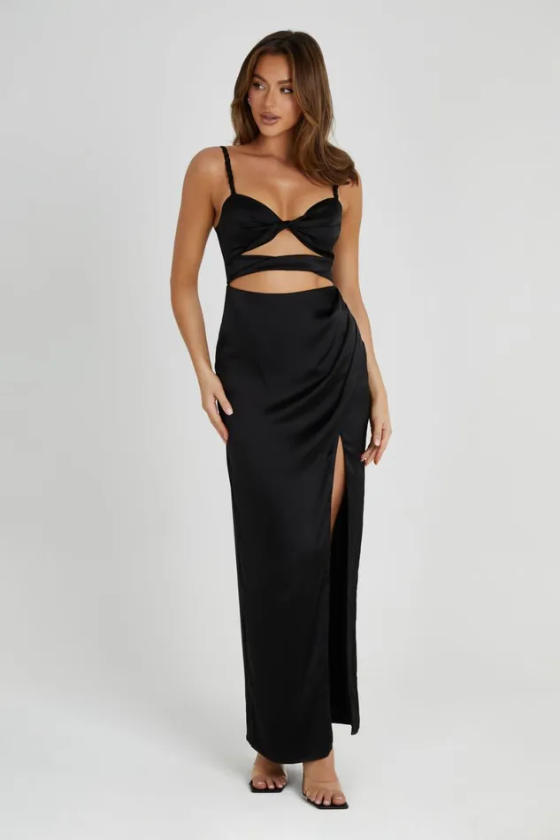 Meshki Maxi Dresses Cleo Satin Dress 8211 Black Black 8211 Women