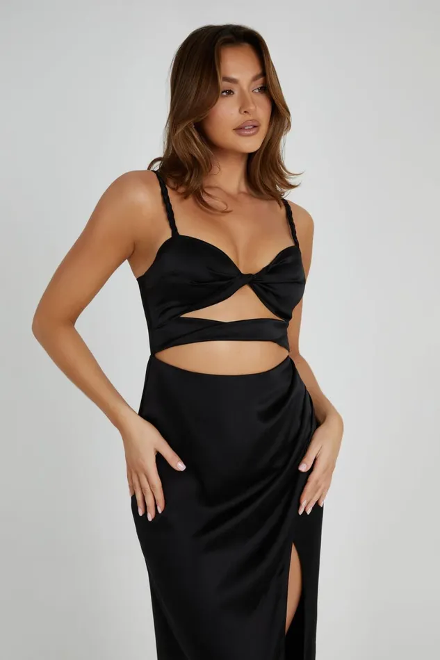 Meshki Maxi Dresses Cleo Satin Dress 8211 Black Black 8211 Women