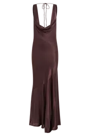 Meshki Maxi Dresses Ellison Satin Cowl Gown 8211 Dark Chocolate Darkchocolate 8211 Women