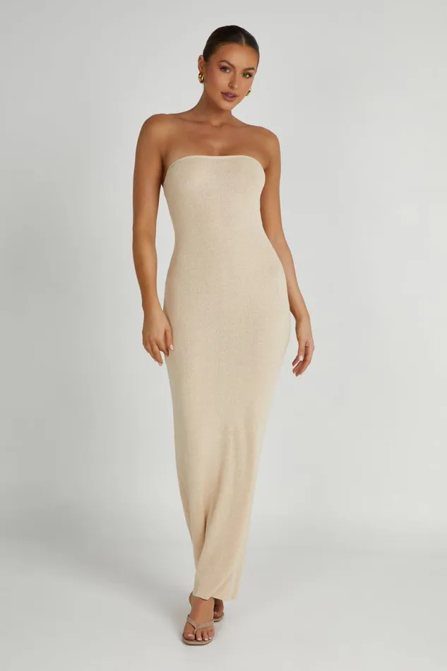 Meshki Maxi Dresses Emmy Strapless Knit Maxi Dress 8211 Wheat Wheat 8211 Women