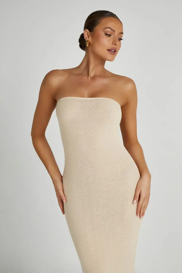 Meshki Maxi Dresses Emmy Strapless Knit Maxi Dress 8211 Wheat Wheat 8211 Women