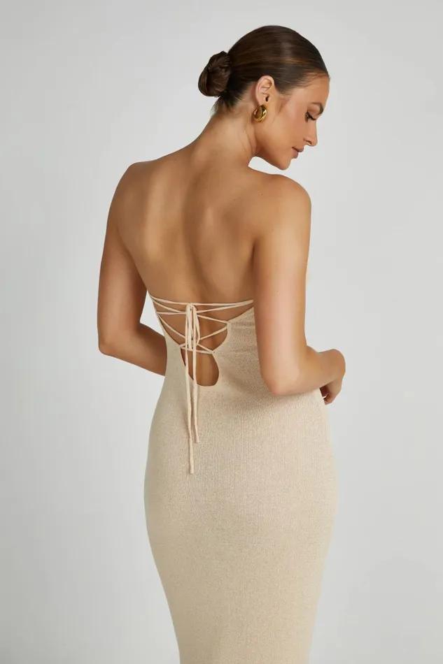 Meshki Maxi Dresses Emmy Strapless Knit Maxi Dress 8211 Wheat Wheat 8211 Women