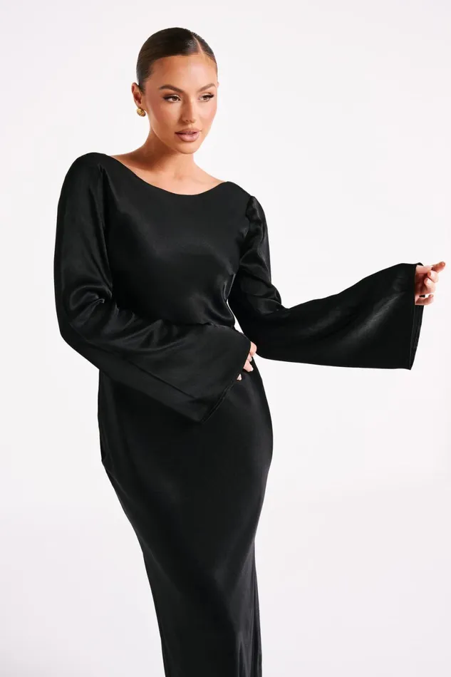 Meshki Maxi Dresses Fernanda Long Sleeve Maxi Dress 8211 Black Black 8211 Women