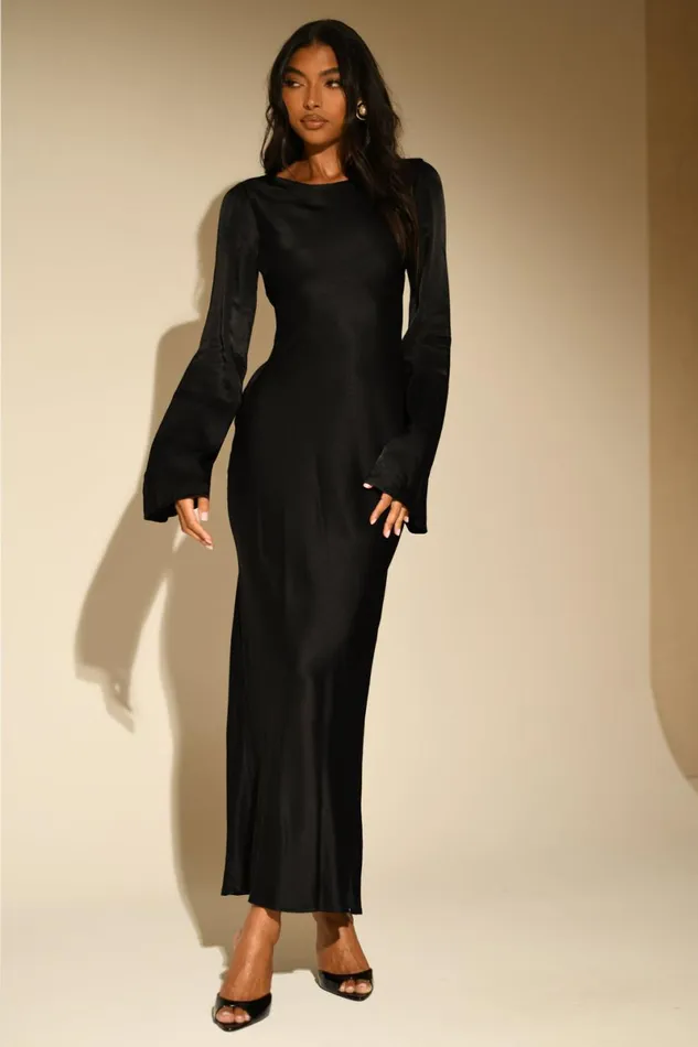 Meshki Maxi Dresses Fernanda Long Sleeve Maxi Dress 8211 Black Black 8211 Women