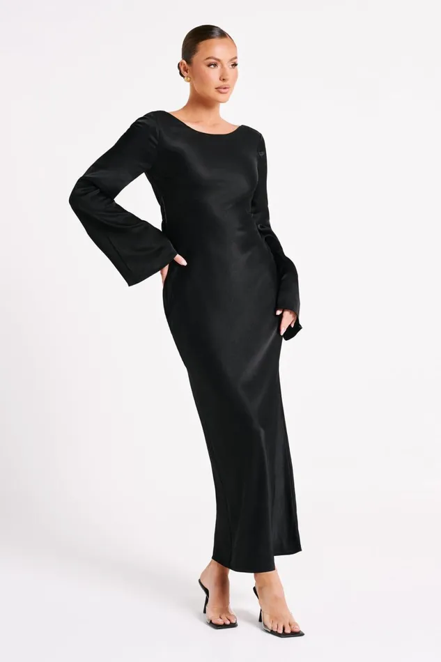 Meshki Maxi Dresses Fernanda Long Sleeve Maxi Dress 8211 Black Black 8211 Women