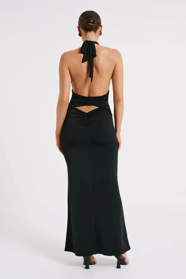 Meshki Maxi Dresses Jovanna Slinky Halter Maxi Dress 8211 Black Black 8211 Women
