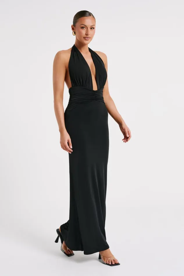 Meshki Maxi Dresses Jovanna Slinky Halter Maxi Dress 8211 Black Black 8211 Women