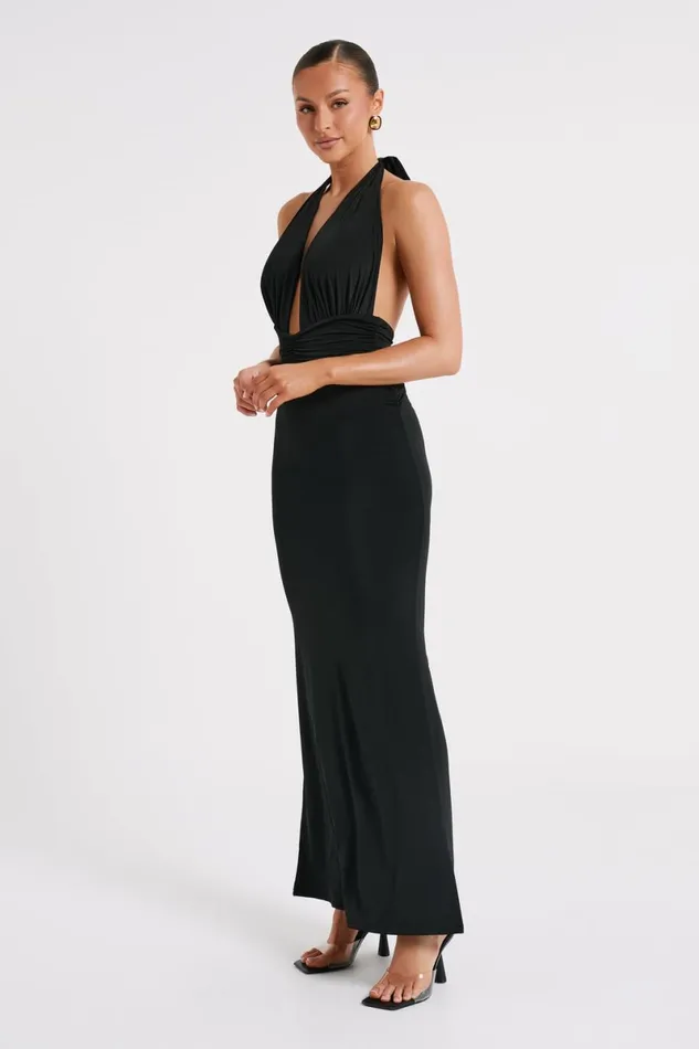 Meshki Maxi Dresses Jovanna Slinky Halter Maxi Dress 8211 Black Black 8211 Women