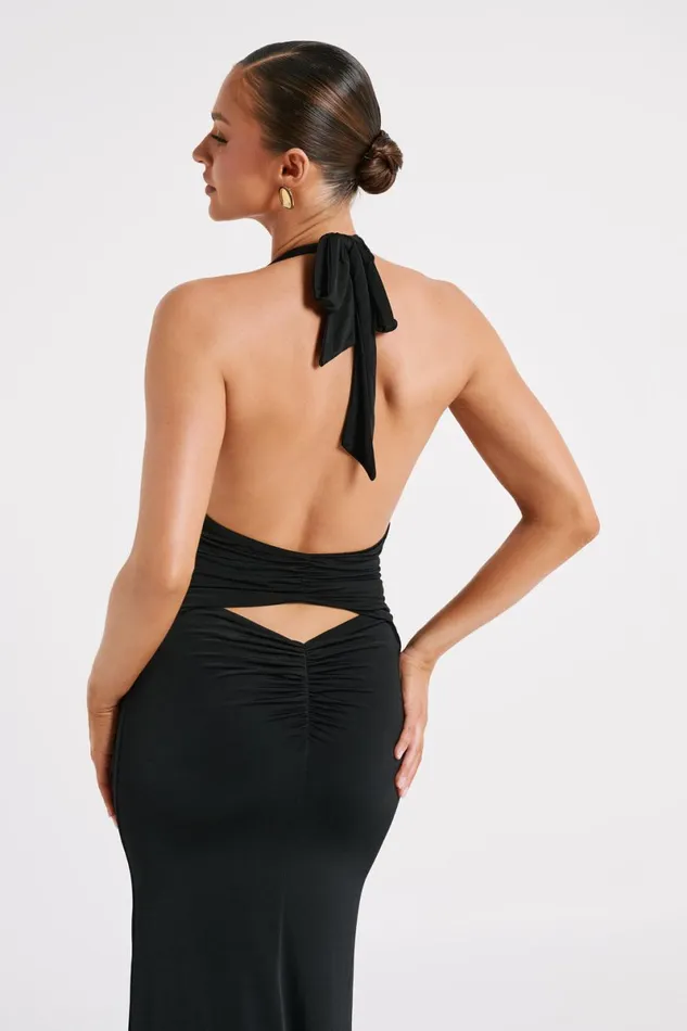 Meshki Maxi Dresses Jovanna Slinky Halter Maxi Dress 8211 Black Black 8211 Women