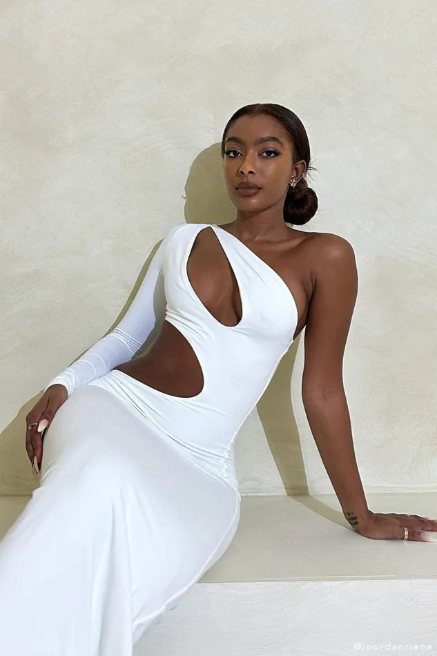 Meshki Maxi Dresses Joyce One Shoulder Cut Out Maxi Dress 8211 White White 8211 Women