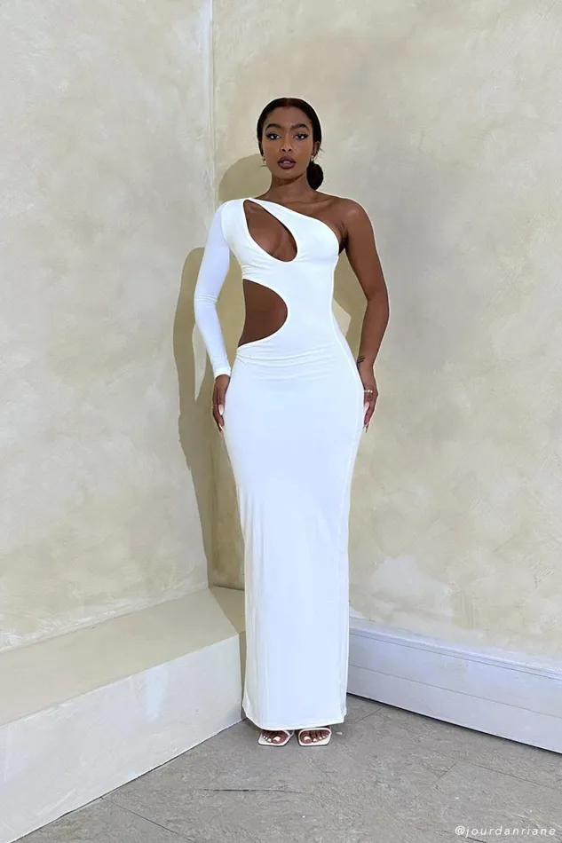 Meshki Maxi Dresses Joyce One Shoulder Cut Out Maxi Dress 8211 White White 8211 Women