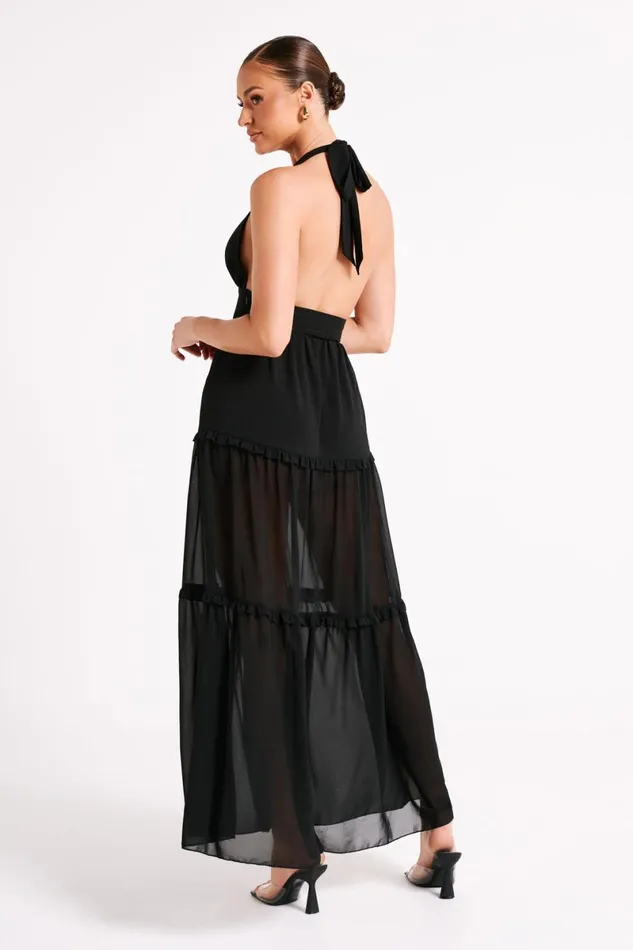 Meshki Maxi Dresses Marianna Tiered Halter Maxi Dress 8211 Black Black 8211 Women