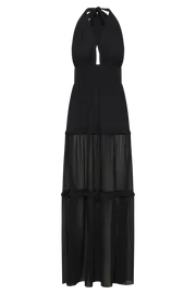 Meshki Maxi Dresses Marianna Tiered Halter Maxi Dress 8211 Black Black 8211 Women