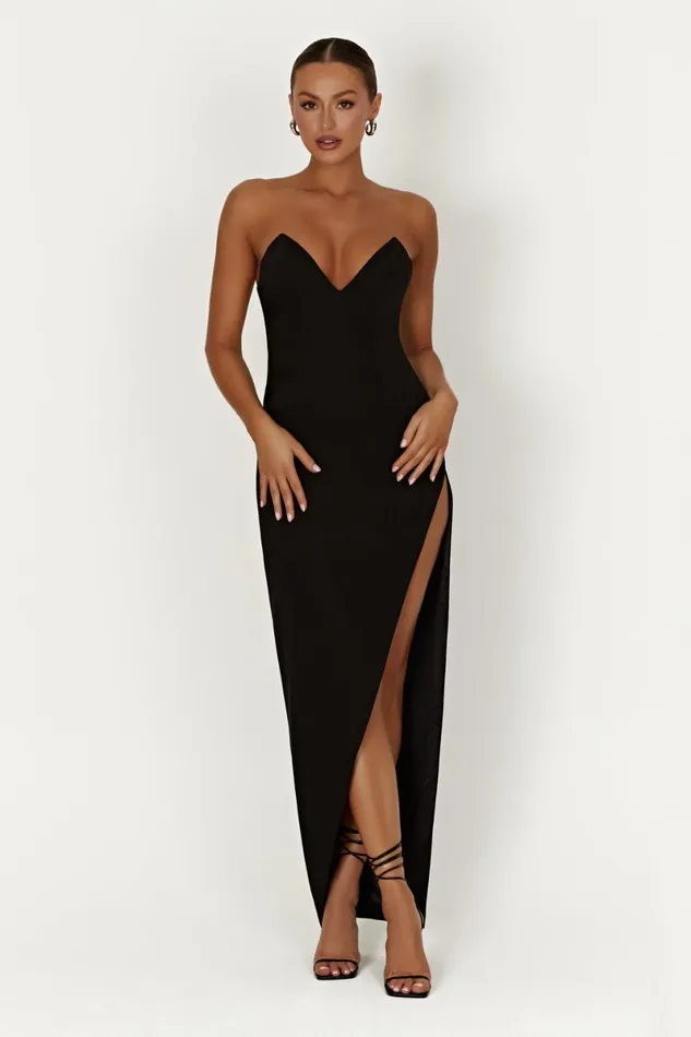 Meshki Maxi Dresses Natasha Pointed Corset Maxi Dress 8211 Black Black 8211 Women