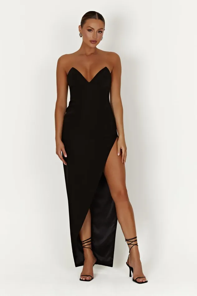 Meshki Maxi Dresses Natasha Pointed Corset Maxi Dress 8211 Black Black 8211 Women