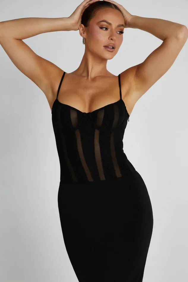 Meshki Maxi Dresses Priya Panelled Maxi Dress 8211 Black Black 8211 Women
