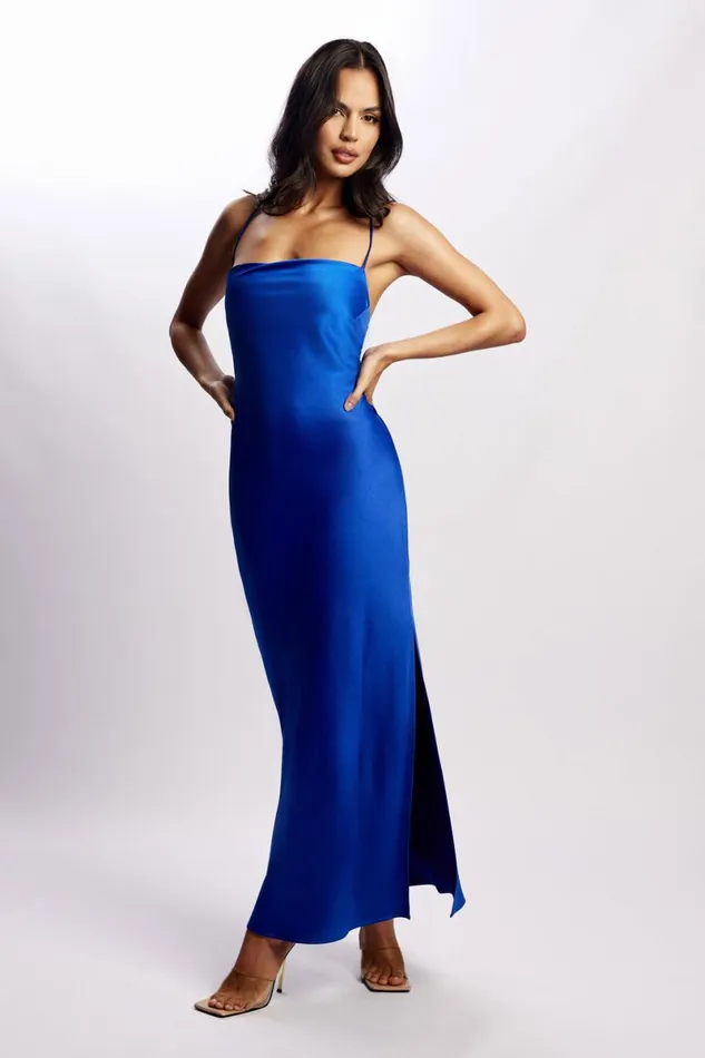 Meshki Maxi Dresses Sydney Straight Neck Slip Maxi Dress 8211 Cobalt Blue Cobaltblue 8211 Women