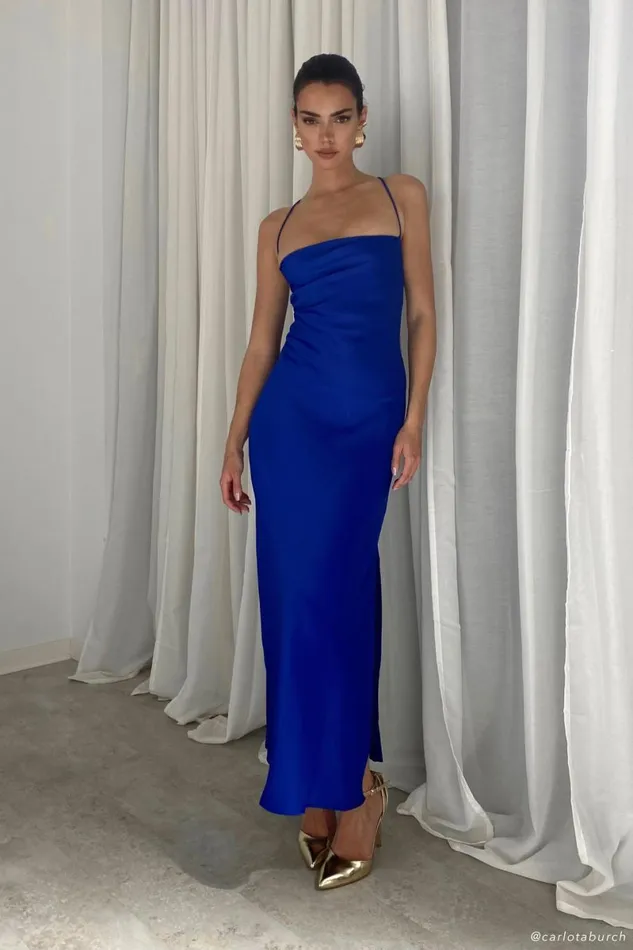 Meshki Maxi Dresses Sydney Straight Neck Slip Maxi Dress 8211 Cobalt Blue Cobaltblue 8211 Women