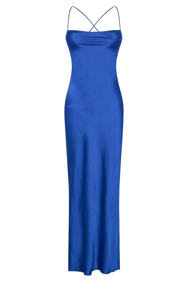 Meshki Maxi Dresses Sydney Straight Neck Slip Maxi Dress 8211 Cobalt Blue Cobaltblue 8211 Women
