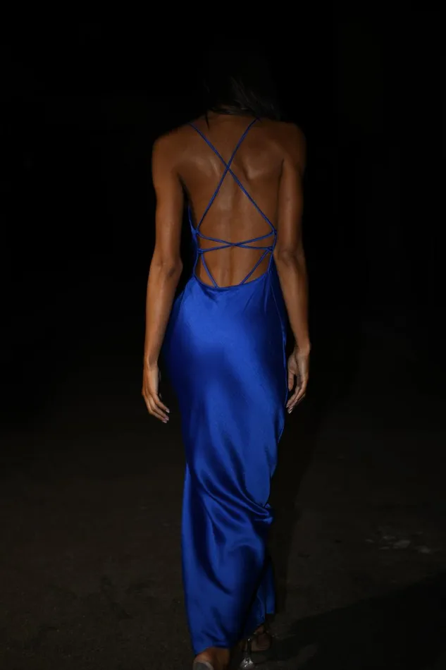 Meshki Maxi Dresses Sydney Straight Neck Slip Maxi Dress 8211 Cobalt Blue Cobaltblue 8211 Women