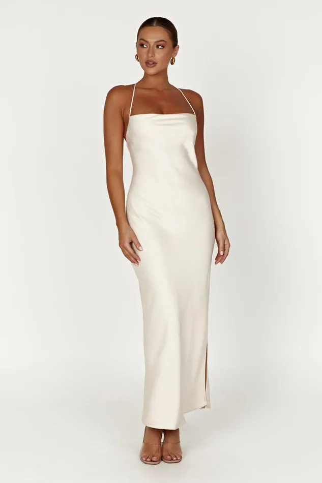 Meshki Maxi Dresses Sydney Straight Neck Slip Maxi Dress 8211 Cream Cream 8211 Women