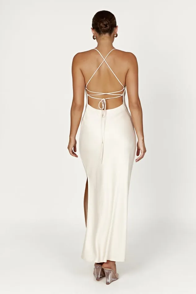 Meshki Maxi Dresses Sydney Straight Neck Slip Maxi Dress 8211 Cream Cream 8211 Women
