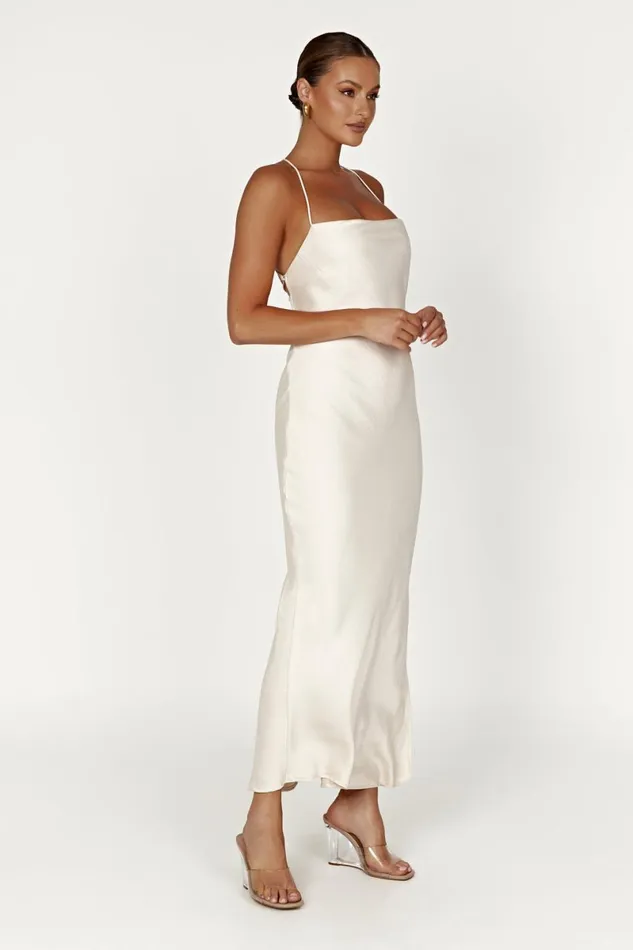 Meshki Maxi Dresses Sydney Straight Neck Slip Maxi Dress 8211 Cream Cream 8211 Women