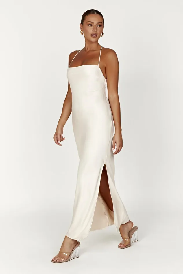 Meshki Maxi Dresses Sydney Straight Neck Slip Maxi Dress 8211 Cream Cream 8211 Women