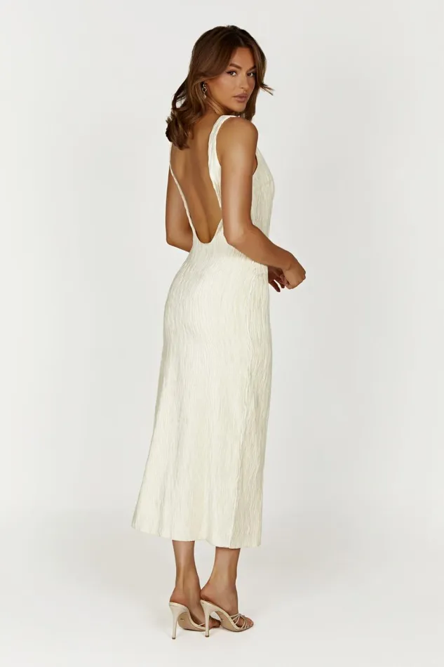 Meshki Maxi Dresses Theia Plisse Maxi Dress 8211 Ivory Ivory 8211 Women