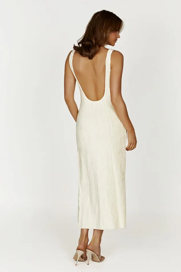 Meshki Maxi Dresses Theia Plisse Maxi Dress 8211 Ivory Ivory 8211 Women