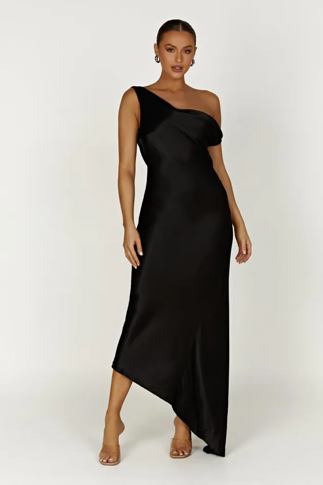 Meshki Maxi Dresses Yvette Slip Maxi Dress With Asymmetrical Hem 8211 Black Black 8211 Women