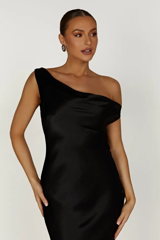 Meshki Maxi Dresses Yvette Slip Maxi Dress With Asymmetrical Hem 8211 Black Black 8211 Women