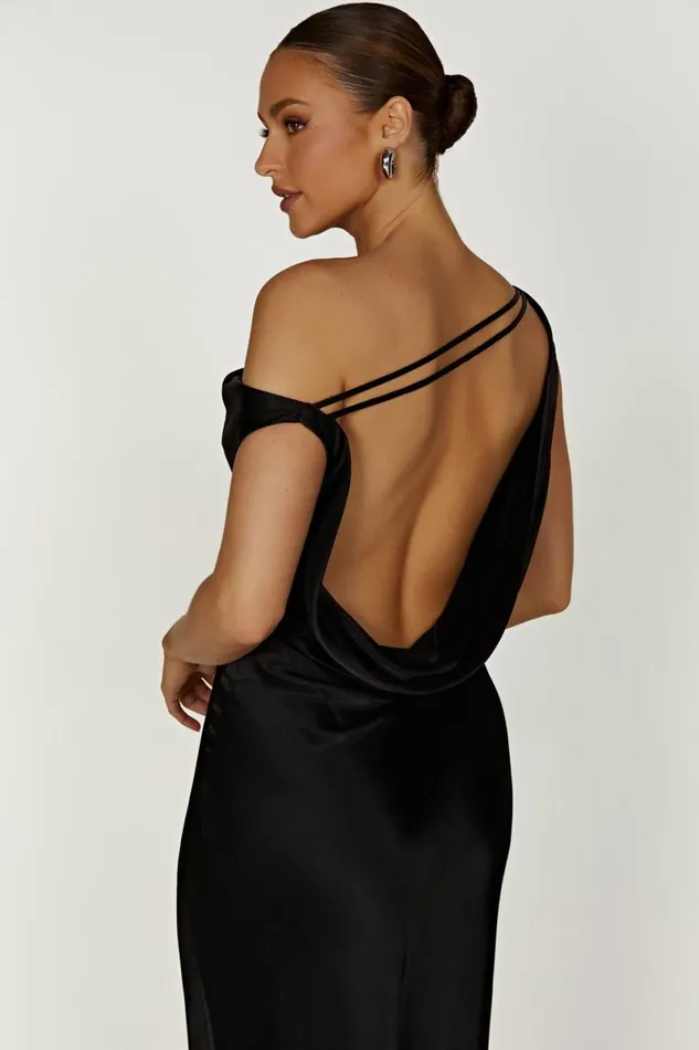 Meshki Maxi Dresses Yvette Slip Maxi Dress With Asymmetrical Hem 8211 Black Black 8211 Women