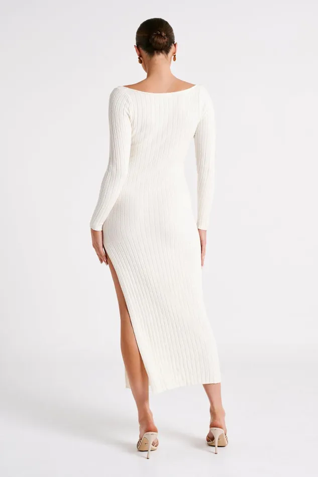 Meshki Maxi Dresses Zinnia Knit Maxi Dress With Split 8211 White White 8211 Women