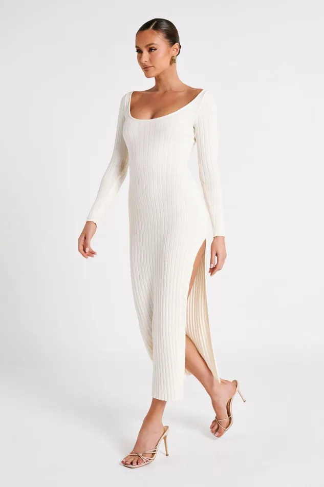 Meshki Maxi Dresses Zinnia Knit Maxi Dress With Split 8211 White White 8211 Women