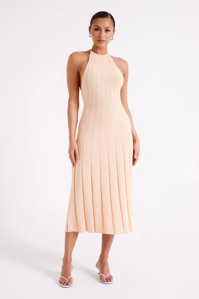 Meshki Midi Dresses Adrienne Halter Neck Midi Dress 8211 Apricot Apricot 8211 Women