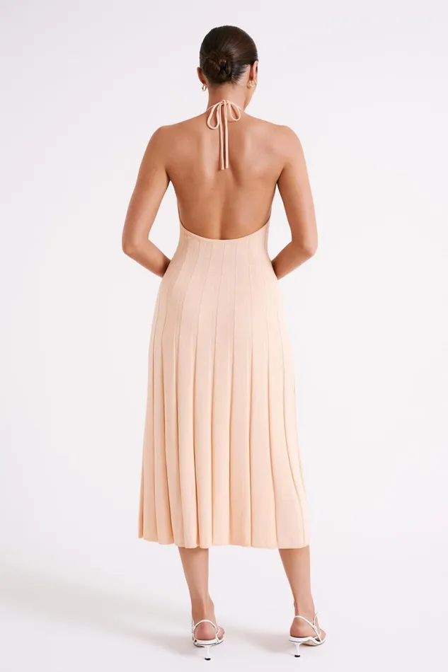 Meshki Midi Dresses Adrienne Halter Neck Midi Dress 8211 Apricot Apricot 8211 Women