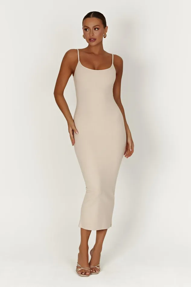Meshki Midi Dresses Alexis Ribbed Cami Midi Dress 8211 Cream Cream 8211 Women