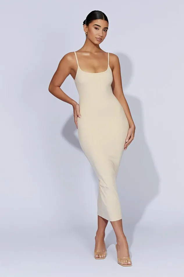Meshki Midi Dresses Alexis Ribbed Cami Midi Dress 8211 Cream Cream 8211 Women