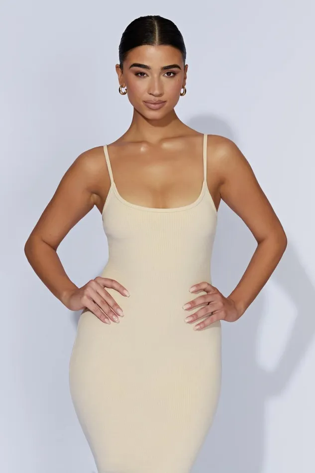Meshki Midi Dresses Alexis Ribbed Cami Midi Dress 8211 Cream Cream 8211 Women