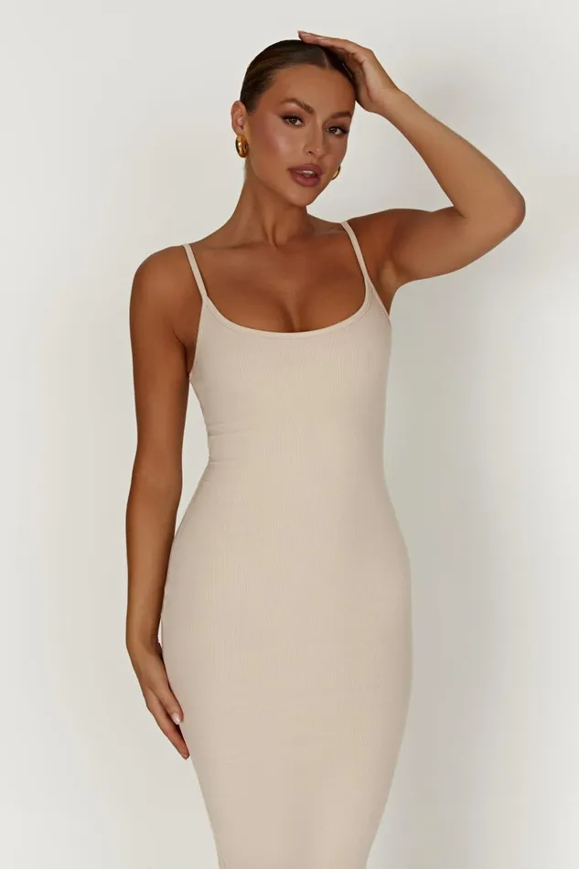 Meshki Midi Dresses Alexis Ribbed Cami Midi Dress 8211 Cream Cream 8211 Women