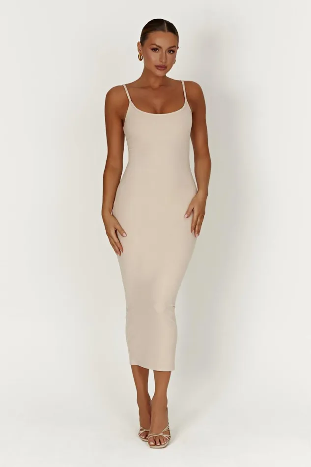 Meshki Midi Dresses Alexis Ribbed Cami Midi Dress 8211 Cream Cream 8211 Women