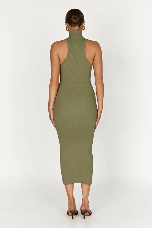 Meshki Midi Dresses Connie Turtleneck Knit Midi Dress 8211 Olive Olive 8211 Women