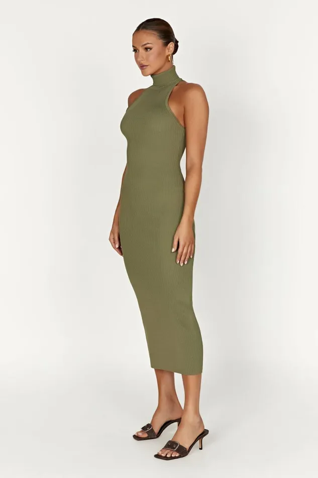 Meshki Midi Dresses Connie Turtleneck Knit Midi Dress 8211 Olive Olive 8211 Women