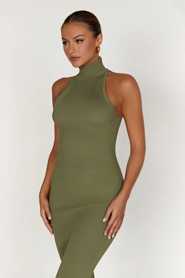 Meshki Midi Dresses Connie Turtleneck Knit Midi Dress 8211 Olive Olive 8211 Women